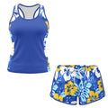 Maillot de bain tankini deux pièces pour femme, haut sans manches à col rond et bas short assorti, tailles S à 6XL